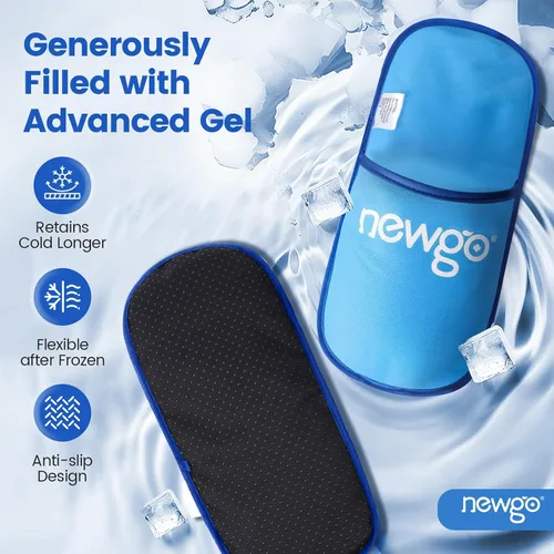 Vista 2 de NEWGO Pantuflas de hielo para pies para fascitis plantar y neuropatía, aptas para HSA o FSA, paquete de 2 pantuflas de hielo de gel para cirugía