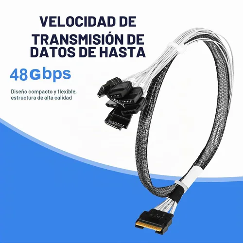 Vista 2 de Dispositivo de carga de 8 a 8 unidades, de 74P a 8 unidades de 74P a 8 unidades de 7P, SlimSAS Host/RAID a SATA Target HD, cable de 33.5 in