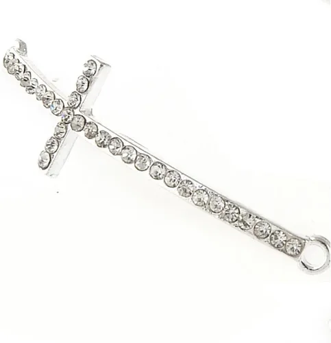 Vista 13 de RUBYCA 5pcs Metal Cruz Llave Lateral Conector Cuentas Cristal DIY Joyería Pulsera Tono Plata