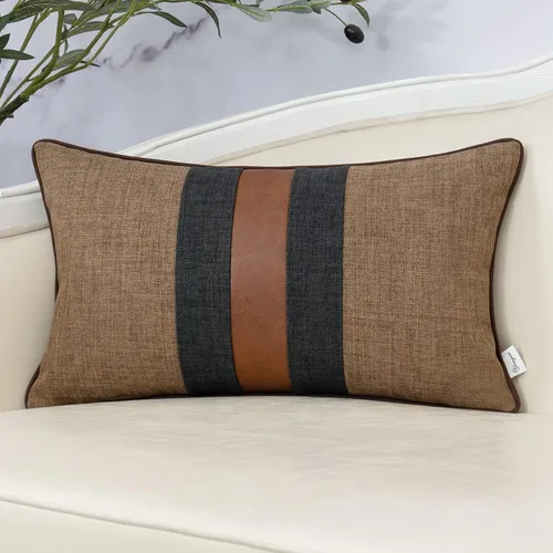 Vista 20 de Yangest - Funda de cojín de patchwork de lujo de 18x18 pulgadas, funda de almohada cuadrada de algodón y lino para sofá, dormitorio y sala de estar