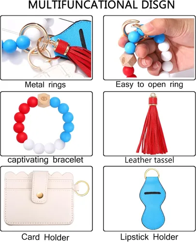 Vista 3 de BVGA Pulsera llavero de pulsera de silicona para mujer