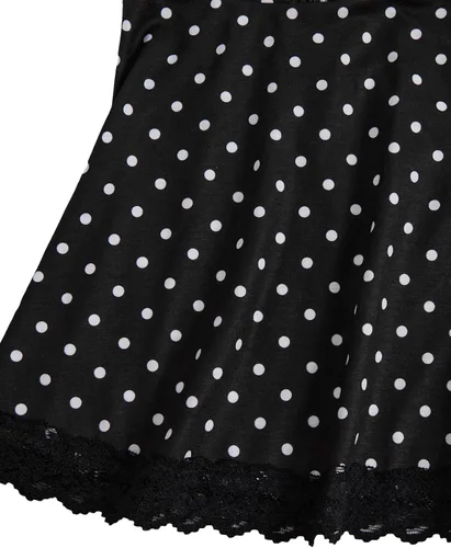 Vista 6 de SOLY HUX Tops tipo babydoll a rayas con encaje Y2K para mujer Negro (Black Polka Dots)