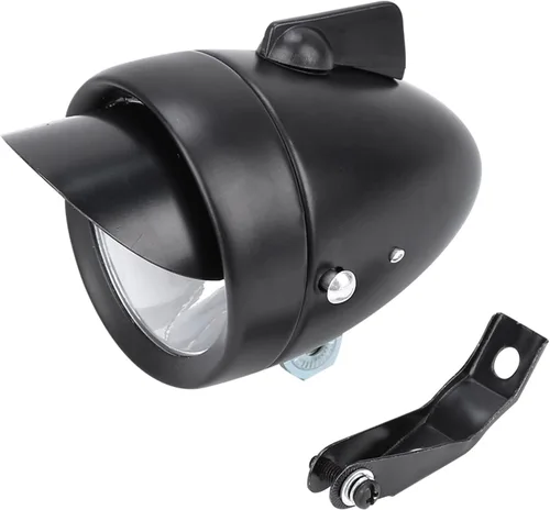 Vista 4 de Faro delantero de bicicleta, faro vintage para montar en bicicleta por la noche, luz LED ligera con visera, lámpara frontal retro al aire libre alto