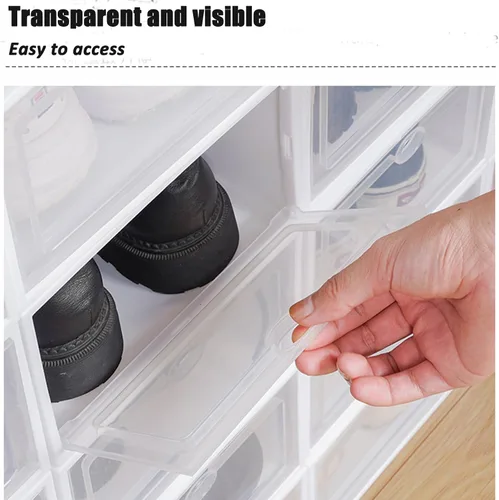 Vista 4 de LOYALHEARTDY Paquete de 20 cajas de almacenamiento de zapatos, organizador de zapatos apilable de plástico transparente para armario, organizador
