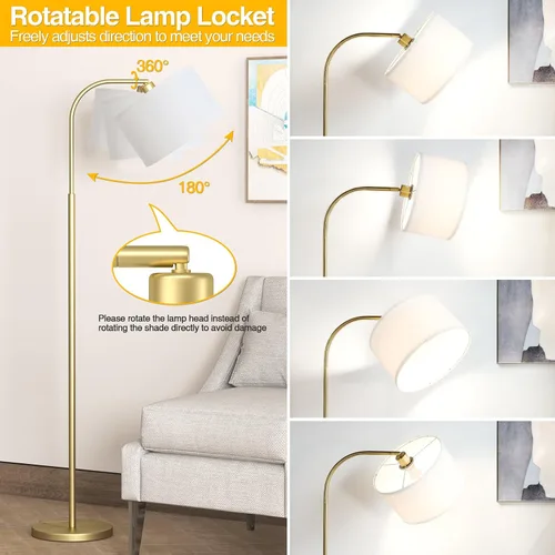 Vista 3 de Lámparas de pie de arco para sala de estar con 3 temperaturas de color, lámpara de pie moderna para leer con bombilla de 9 W incluida, lámpara