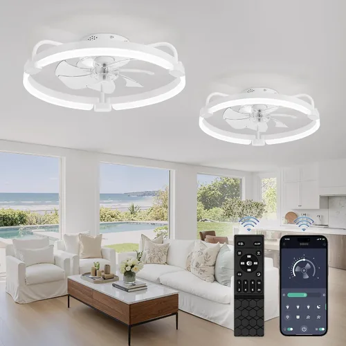 Vista 24 de LEDIARY Ventiladores de techo de 24" con luces y control remoto, luz LED de Dorado