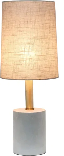 Vista 2 de Elegant Designs LT3314-KHK Lámpara de mesa de cemento con detalle de latón antiguo, caqui