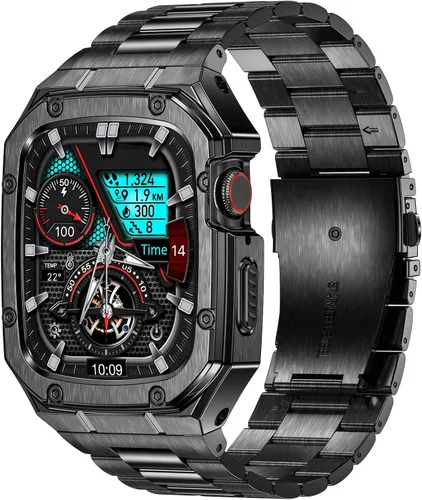 Vista 12 de BAITEYOU Correa con Funda Compatible con Apple Watch Series 6 5 4 SE 3 2 1 44mm 42mm, Correa de Nylon con Funda Resistente de Acero Inoxidable