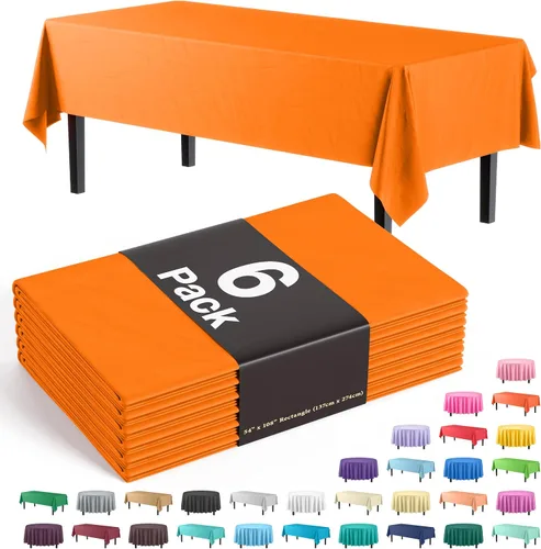 Vista 61 de Party Solids Paquete de 6 manteles de plástico prémium de 54 pulgadas x 108 pulgadas. Cubierta de mesa rectangular de plástico - Aqua