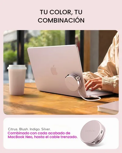 Vista 3 de Satechi OntheGo Hub USB-C 5 en 1, adaptador multipuerto, HDMI 4K/60Hz, carga de paso PD de 60 W, lector de tarjetas SD, USB-A y USB-C de 5 Gbps