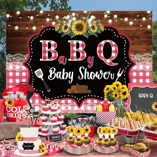 Vista 7 de 137 piezas de decoración de barbacoa para baby shower, Hombae Its A Baby Q, decoración de baby shower, telón de fondo, globo, guirnalda, pancarta