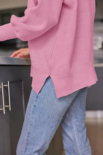 Vista 224 de Lillusory - Suéter extragrande con mangas de murciélago y cuello redondo para mujer, prenda moderna de otoño de tejido de punto sin botones