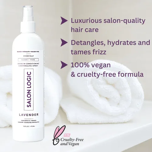Vista 5 de SalonLogic Aerosol acondicionador y desenredante sin enjuague diario, lavanda, limpio y puro, calidad de salón, aroma natural, repara el cabello