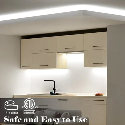 Vista 4 de Tira de luces LED de color blanco brillante de 16.4 pies, 300 luces LED blancas frías, 6500 K, impermeables, para dormitorio, armarios de cocina