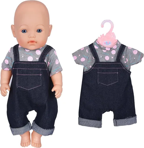 Vista 2 de ebuddy 6 juegos de ropa de muñeca para muñecas recién nacidas de 16.9 in, muñecas de bebé de 15 pulgadas, muñeca americana de 18 pulgadas