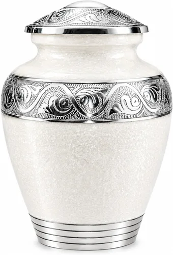 Vista 8 de BOLD&DIVINE Urna texturizada de esmalte perlado Urna conmemorativa texturizada de gránulo divino para cenizas humanas, funeral, entierro