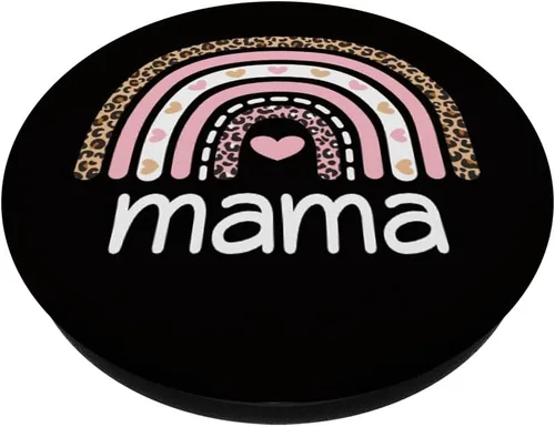 Vista 2 de PopSockets intercambiables con diseño de corazón rosa y estampado de leopardo para mamá, guepardo, negro