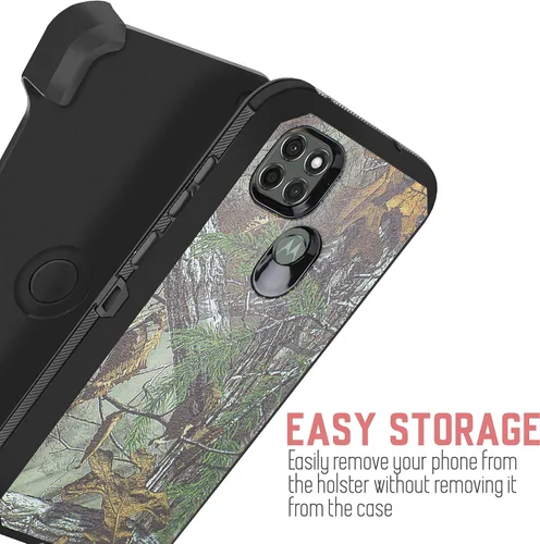 Vista 3 de Funda protectora para Motorola Moto G9 Power con protector de pantalla integrado, soporte giratorio con clip para cinturón, funda protectora