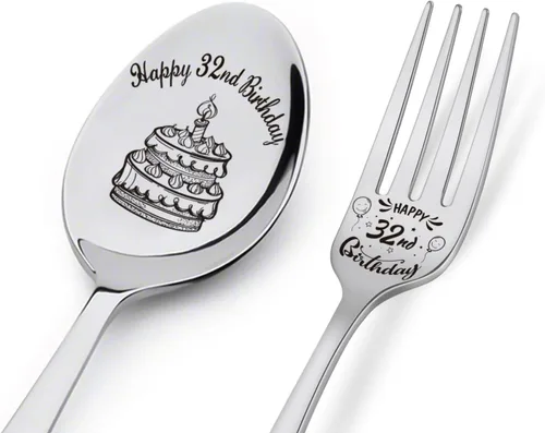 Vista 11 de Cuchara y tenedor de feliz cumpleaños número 30, regalos de cumpleaños personalizados para hijo, hija, hermana, hermano, novio, novia, marido