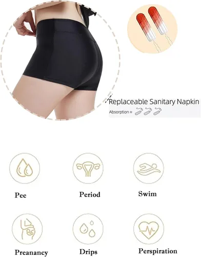 Vista 3 de Traje de baño menstrual a prueba de fugas de cintura alta para adolescentes y mujeres