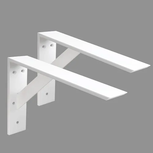 Vista 11 de Soportes de estante resistentes, paquete de 2 soportes de estante de 12 x 10 x 2.5 pulgadas, acero negro de 3/8 pulgadas de grosor, soporte en L