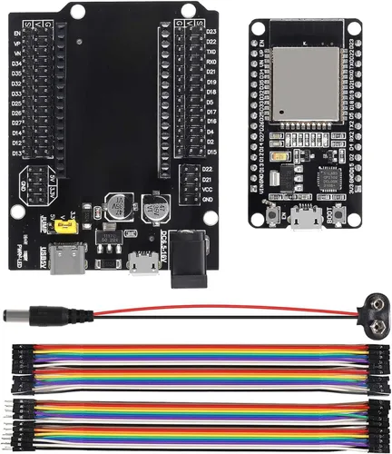 Vista 5 de Placa de desarrollo de 30 pines 2.4 GHz WiFi Bluetooth de doble núcleo para Arduino, con placa de expansión USB tipo C + cable de alimentación