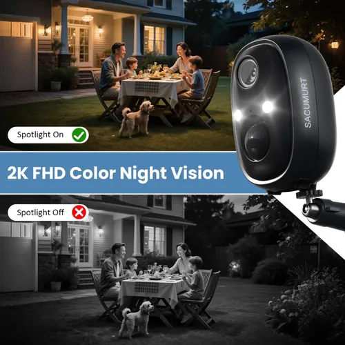 Vista 6 de Cámaras de seguridad inalámbricas para exteriores, almacenamiento en la nube gratuito, cámara WiFi de 2.4 GHz inalámbrica para exteriores, cámaras