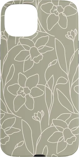 Vista 9 de Poppy Flower Line Art Modern Leaves Boho Artichoke Green Case for iPhone 17