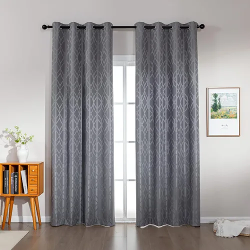 Vista 12 de Amazon Basics Cortinas Jacquard 100% opacas de 2 piezas, cortinas para sala de estar y dormitorio, tratamiento de ventana con aislamiento térmico