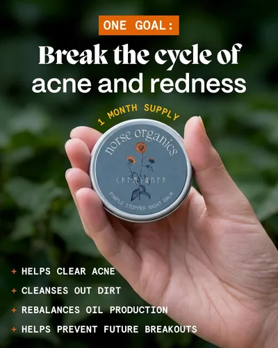 Vista 3 de Norse Organics Bálsamo nocturno para espinillas, tratamiento de manchas de acné para enrojecimiento y calmante de la piel, ingredientes bioactivos