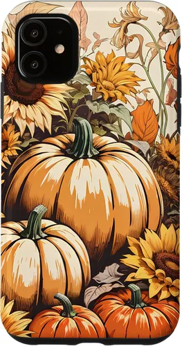 Vista 5 de iPhone 14 Bonito arte de otoño, calabazas, girasoles y hojas de otoño