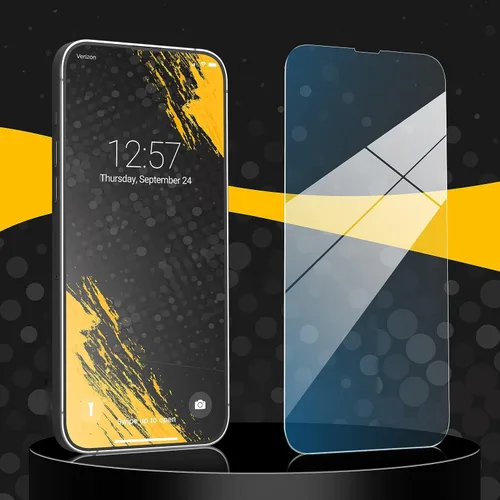 Vista 4 de magglass Protector de pantalla de luz azul para iPhone 15 Plus (2023) 9H vidrio templado con aplicador (luz azul)