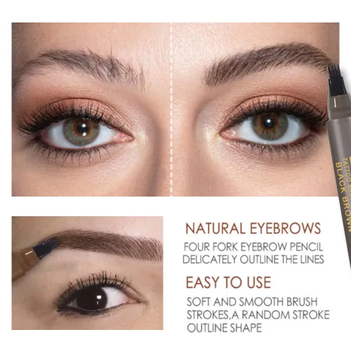 Vista 2 de Lápiz de cejas impermeable para mujer, lápiz de cejas de tatuaje de microblading, de larga duración todo el día, crea un aspecto natural