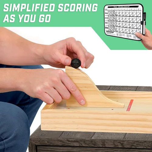 Vista 3 de GoSports Mini juego de boliche de madera para mesa para niños y adultos - Incluye 1 tablero de pista de boliche, 1 rampa de lanzamiento, 2 bolas