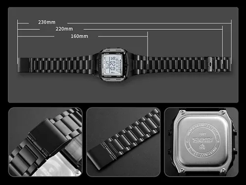 Vista 6 de MASTOP Reloj digital para hombre con alarma deportiva, cronómetro, relojes de negocios, cuadrados, impermeables, relojes de pulsera para hombre