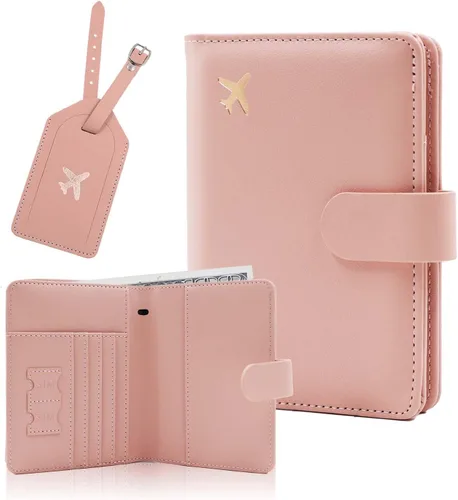 Vista 16 de Melsbrinna Rfid - Soporte para pasaporte para mujeres y hombres, juego de etiqueta de maleta de viaje, bonita cartera de pasaporte con ranuras