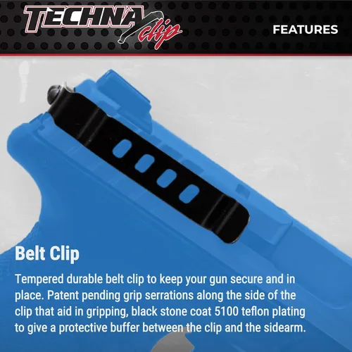 Vista 3 de Techna Clip Concealment System for Glock Models - Durable High-Carbon Spring Steel Gun Clip w/Teflon Coat 1500 - Ambi, Easy-to-Install Gun Holster