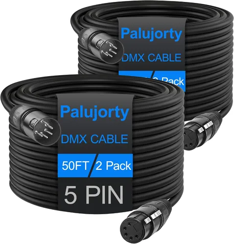 Vista 6 de Paquete de 2 cables DMX de 5 pines de 10 pies con 3 conductores para iluminación de escenario y controlador
