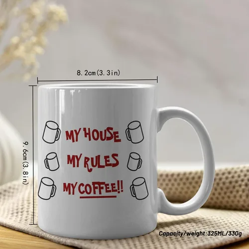 Vista 3 de My House My Rules My Coffee - Knives Out - Taza de café de cerámica de alta calidad para el verdadero conocedor del café, taza de café divertida