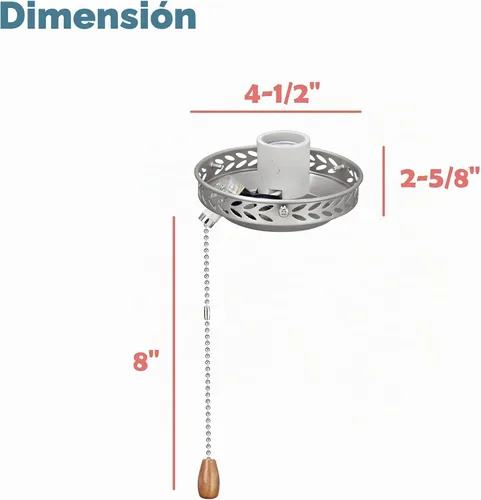 Vista 4 de Aspen Creative 22001-11, kit de luces para ventilador de techo de una sola luz con cadena de tracción, níquel cepillado