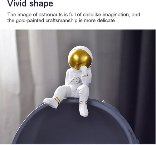 Vista 4 de YCKEGEW Almacenamiento de escritorio vacío para pasillo, billeteras para teléfonos celulares, bandeja de astronauta, adornos decorativos para llaves