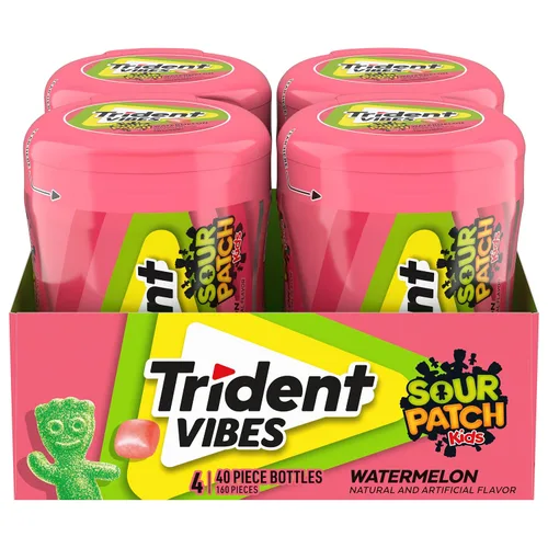 Vista 32 de Trident Vibes SOUR PATCH KIDS Redberry - Goma de mascar sin azúcar, botella de 40 piezas (paquete de 2)