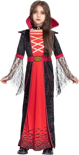 Vista 3 de Disfraz de vampiro real para niñas, disfraz gótico de Halloween, fiesta temática de vampiro, juego de rol