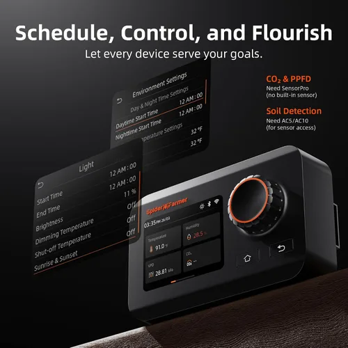 Vista 2 de Spider Farmer GGS Controller Kits Automático Crecen Controlador Ambiental Grow Schedule Controls, Include Temp Humid Light Sensor & Adapter, Ideal