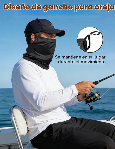 Vista 6 de OZERO Máscara facial para cuello, protección solar UV UPF 50+ para hombres Negro+Blanco