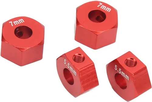 Vista 6 de Cubo de rueda RC, 4 piezas de aleación de aluminio RC hexagonal, cubo de neumático de vehículo RC, juego de accesorios para 1/10 Slash 4x4 rustler