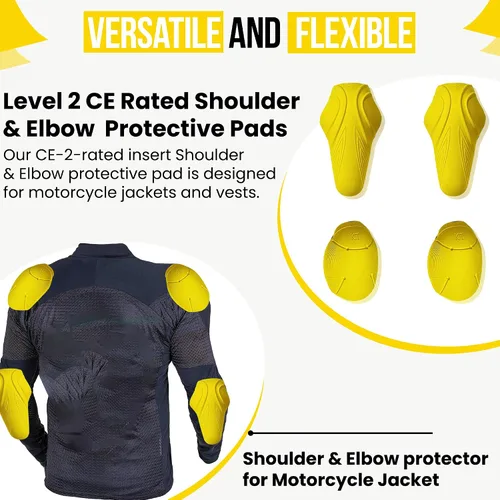 Vista 7 de Juego de 4 almohadillas de armadura con certificación CE Nivel 2 para codo y hombro, nivel 2 aprobado para hombre y protector de codos