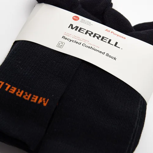 Vista 3 de Merrell Men's and Women's Recycled Cushioned Crew Socks-6 & 12 Pairs-Hiking Arch Support negro (6 pares)