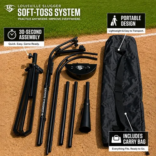 Vista 4 de Sistema de Entrenamiento de Lanzamiento Suave Louisville Slugger, Negro