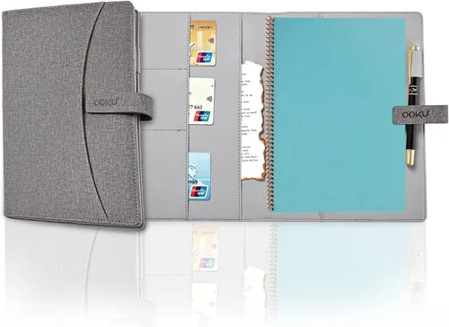 Vista 8 de Cubierta de cuaderno de viaje A5 OOKU compatible con Rocketbook Fusion tamaño ejecutivo, cuaderno inteligente reutilizable, planificador Panda